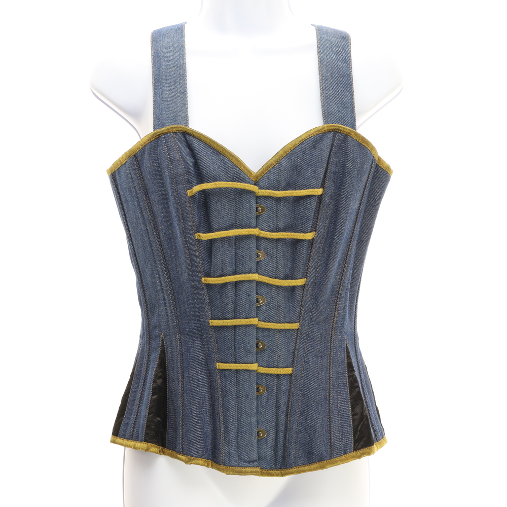 Denim Corset Top with Gold Trim